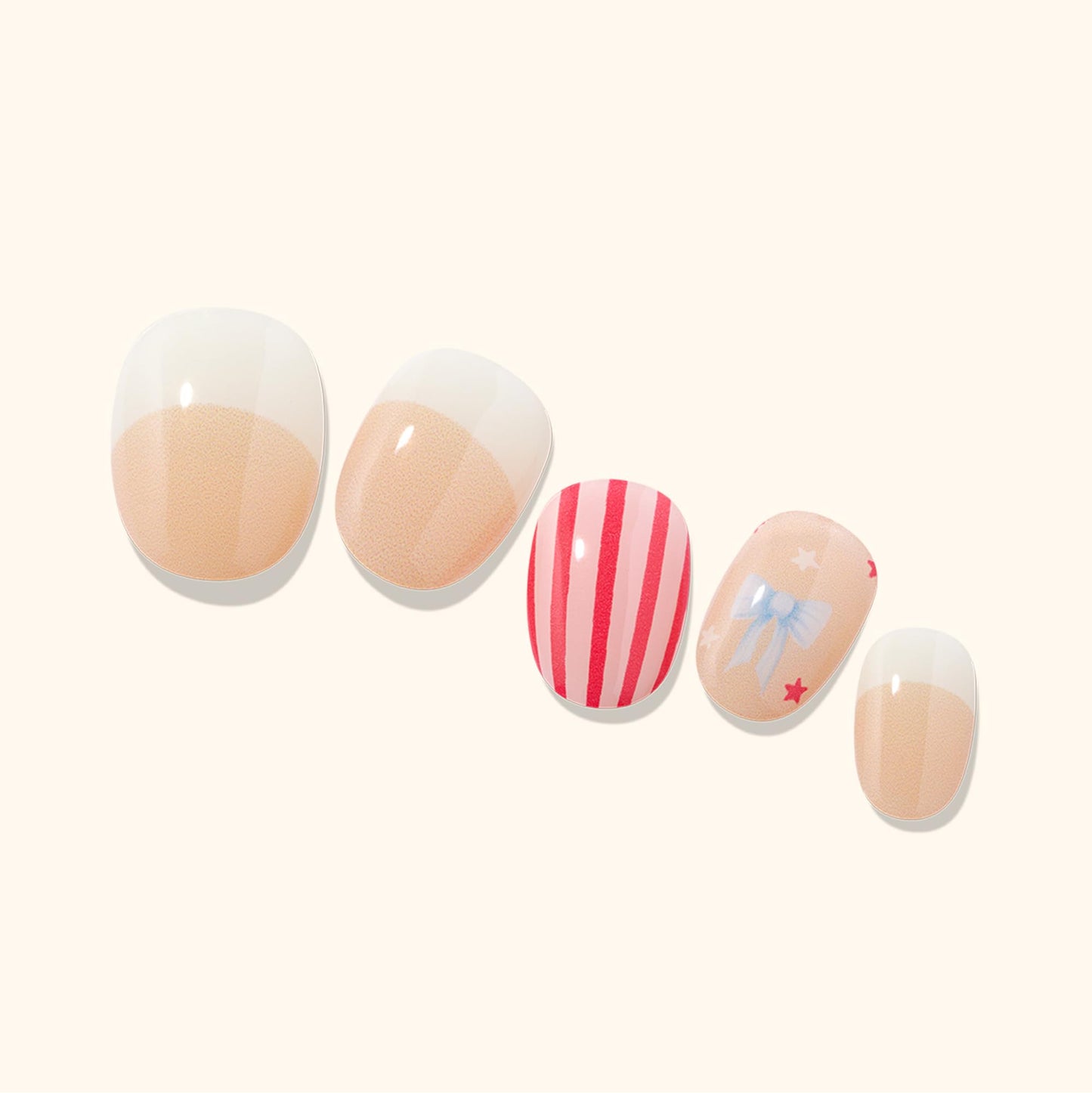 Heyhae Semi Cured Gel Nail Strips | No LED Lamp Needed | Beige, French | Easy Apply & Remove, Salon Quality | Includes 28 Strips, 2 Prep Pads, Nail File & Wooden Stick - Hey, Summer Vibes