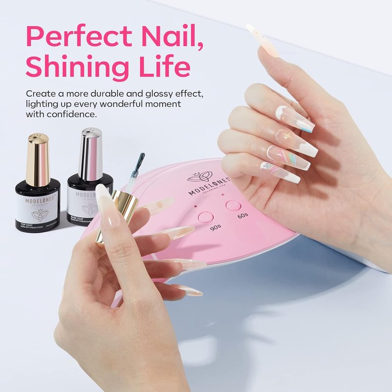Modelones UV Nail Light - 48W Gel Nail Dryer with 3 Timer Settings | Includes UPF99+ Protection Gloves
