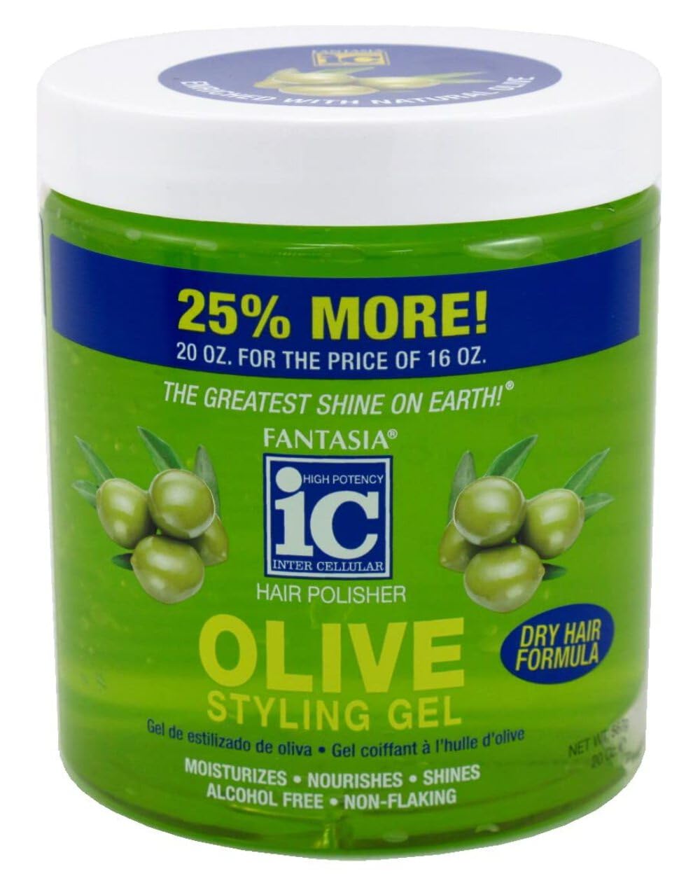 Fantasia Gel | Olive Oil Styling Gel for Dry Hair - 20 Ounce Size