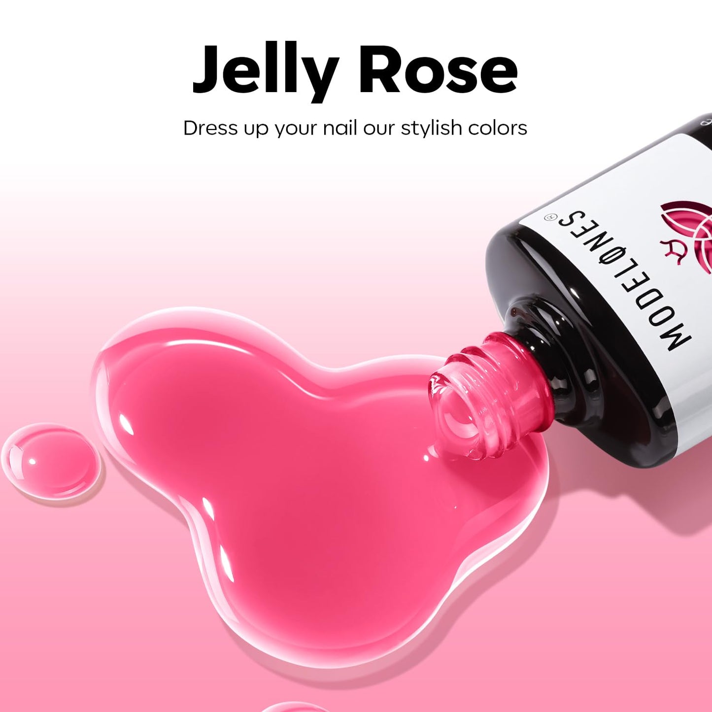 modelones Pink Gel Nail Polish Jelly Pink Rose Gel Nail Polish Translucent Polish Summer Vibrant Soak Off LED Nail Art DIY Nail Manicure 15ML