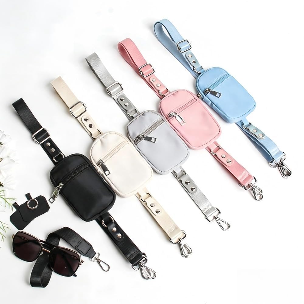 Crossbody Phone Lanyard with Zipper Pouch, Adjustable Neck Strap with Phone Tether, Anti-Lost Wrist Strap (pink)