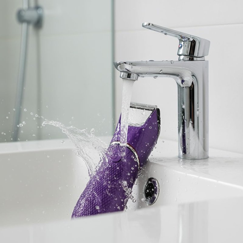 Electric Shaver Trimmer, Purple, Waterproof with Built-in Light, Rechargeable Body Groomer