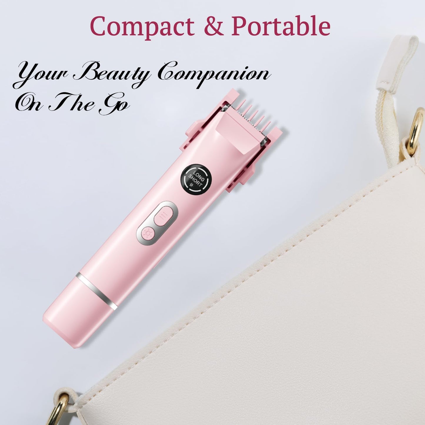 Bikini Trimmer for Women, 4 in 1 Wet/Dry Electric Razors for Women - Dual Head, Painless Rechargeable Portable Womens Razors for Shaving Set for Face, Nose, Eyebrows, Armpits, Bikini Area (Pink)