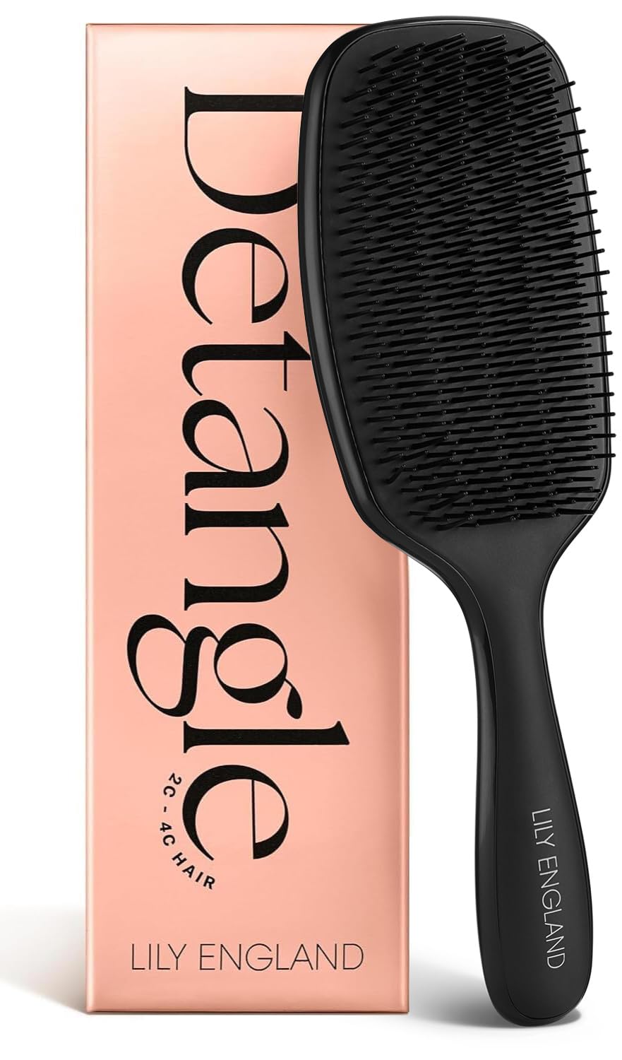 Lily England Detangling Brush - Pain-Free Styling for Curly Hair | Flexible Bristles, Rose Gold Design
