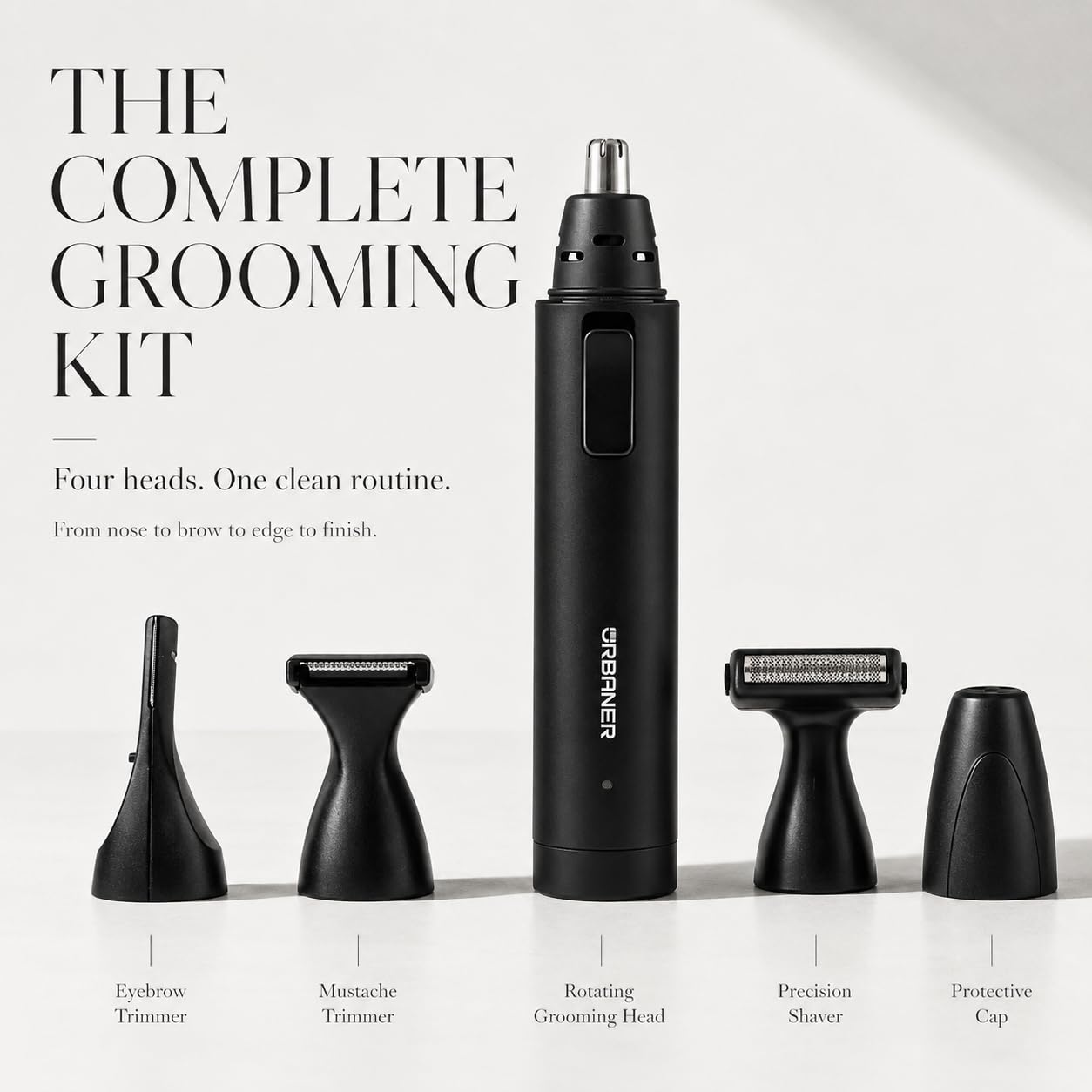 URBANER Nose Hair Trimmer for Men, Japanese Motor, USB Charger, IPX8 Waterproof, 4-in-1 Grooming Set, Ear and Nose Hair Trimmer, Eyebrows Trimmer, Portable Electric Shaver, Gifts MB-990
