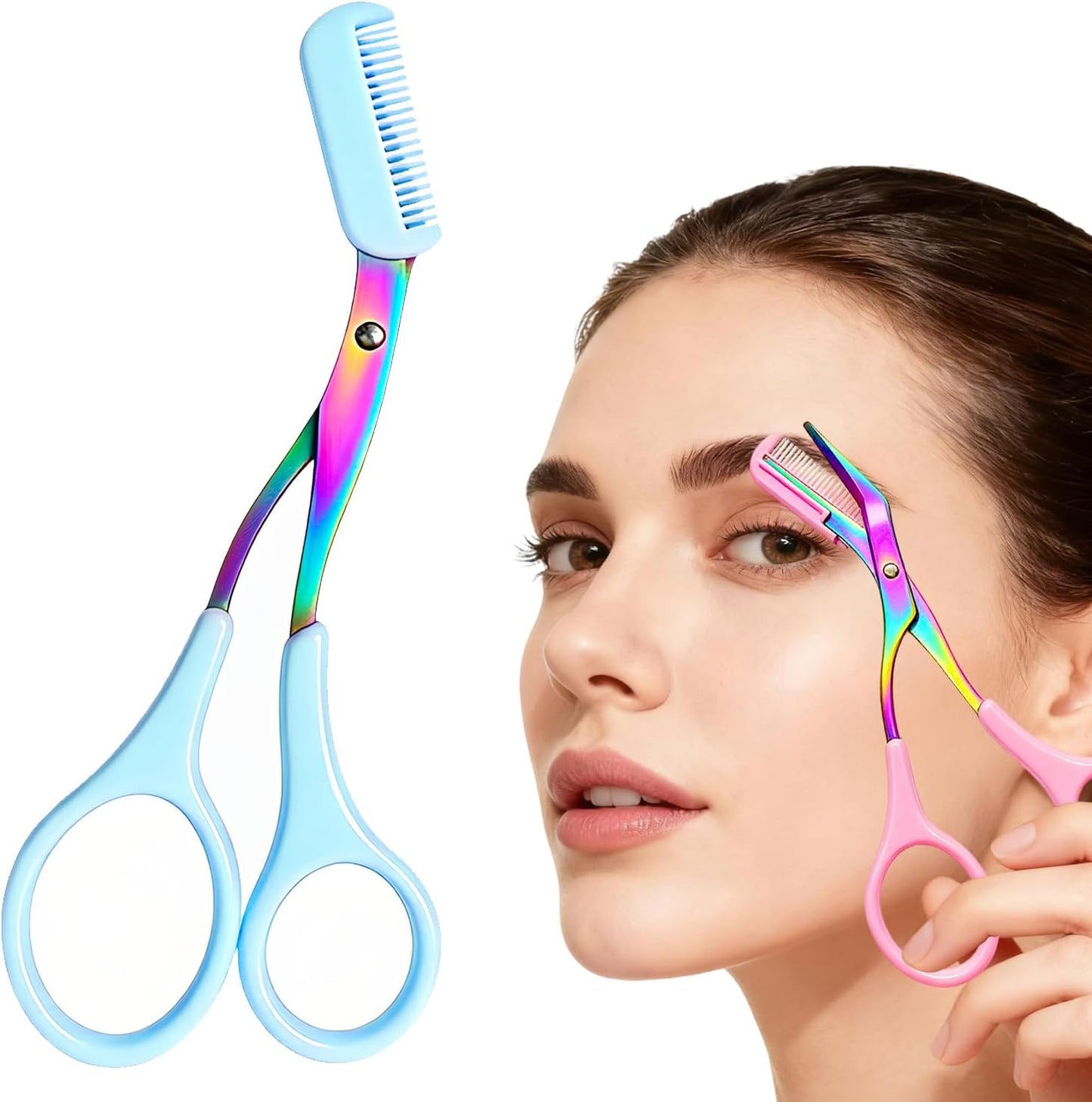Eyebrow Trimmer Scissors - Stainless Steel Precision Cutter for Hair Removal | 2-in-1 Professional Tool with Comb for Men & Women