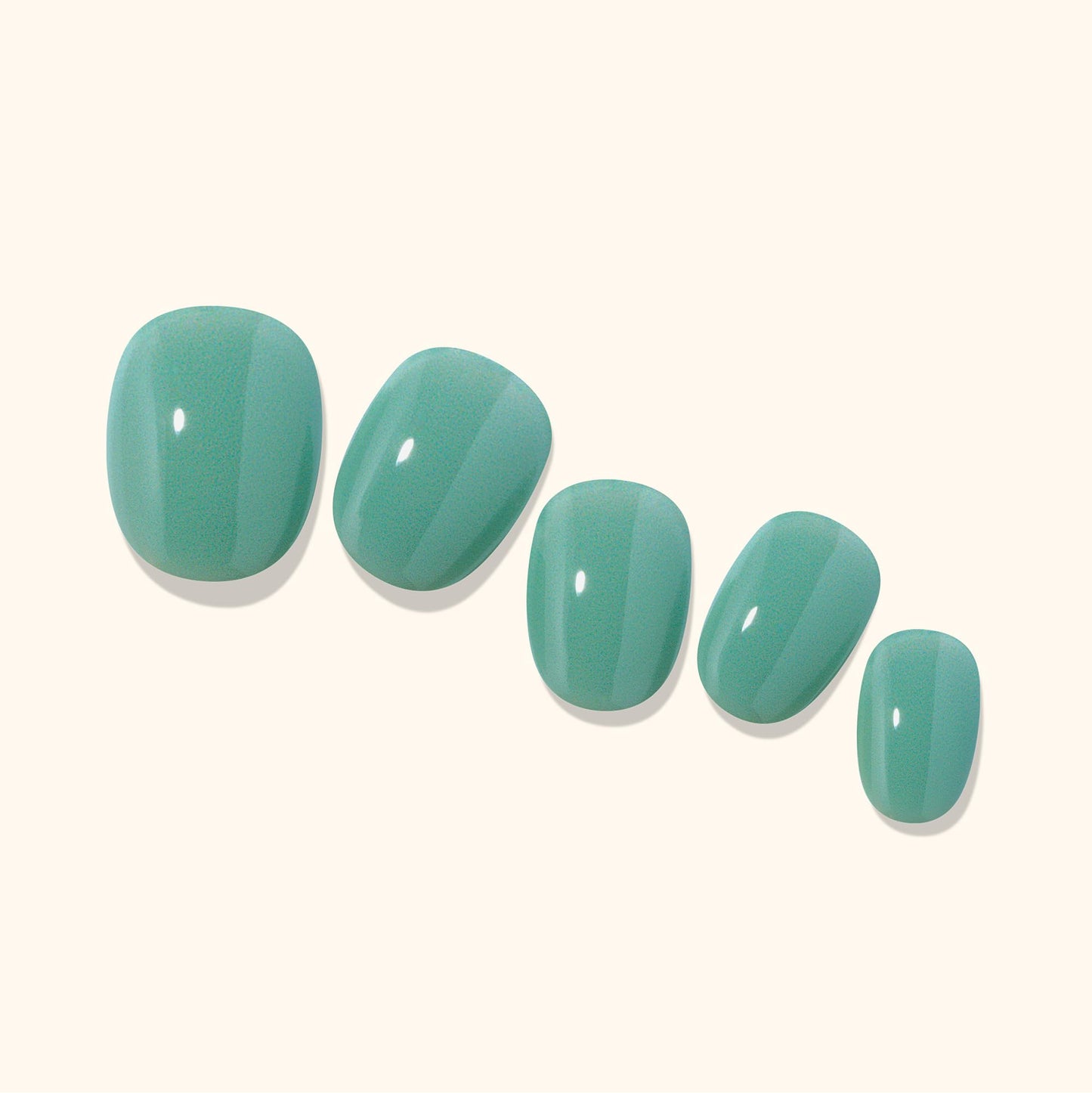 Heyhae Semi Cured Gel Nail Strips | No LED Lamp Needed | Teal, Jelly | Easy Apply & Remove, Salon Quality | Includes 28 Strips, 2 Prep Pads, Nail File & Wooden Stick - Hey, Heart by the Ocean