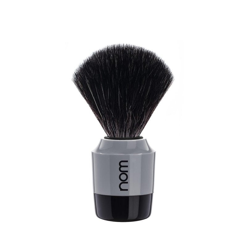 NOM Marten shaving brush | Vegan Shave Brush for Shaving soaps and creams | sustainable eco-friendly and reusable | exfoliating shaving brush | Grey handle