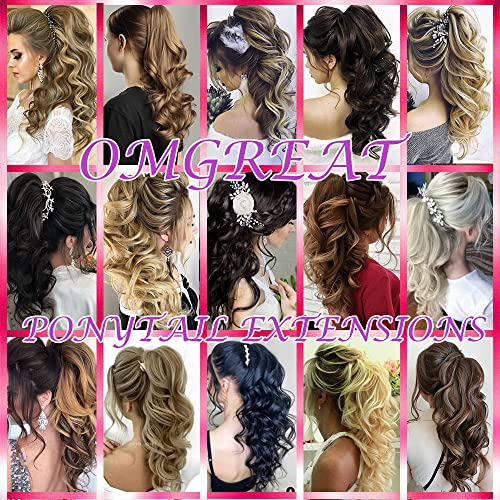 OMGREAT 24 Inch Dark Black Curly Ponytail Extension - Claw Clip