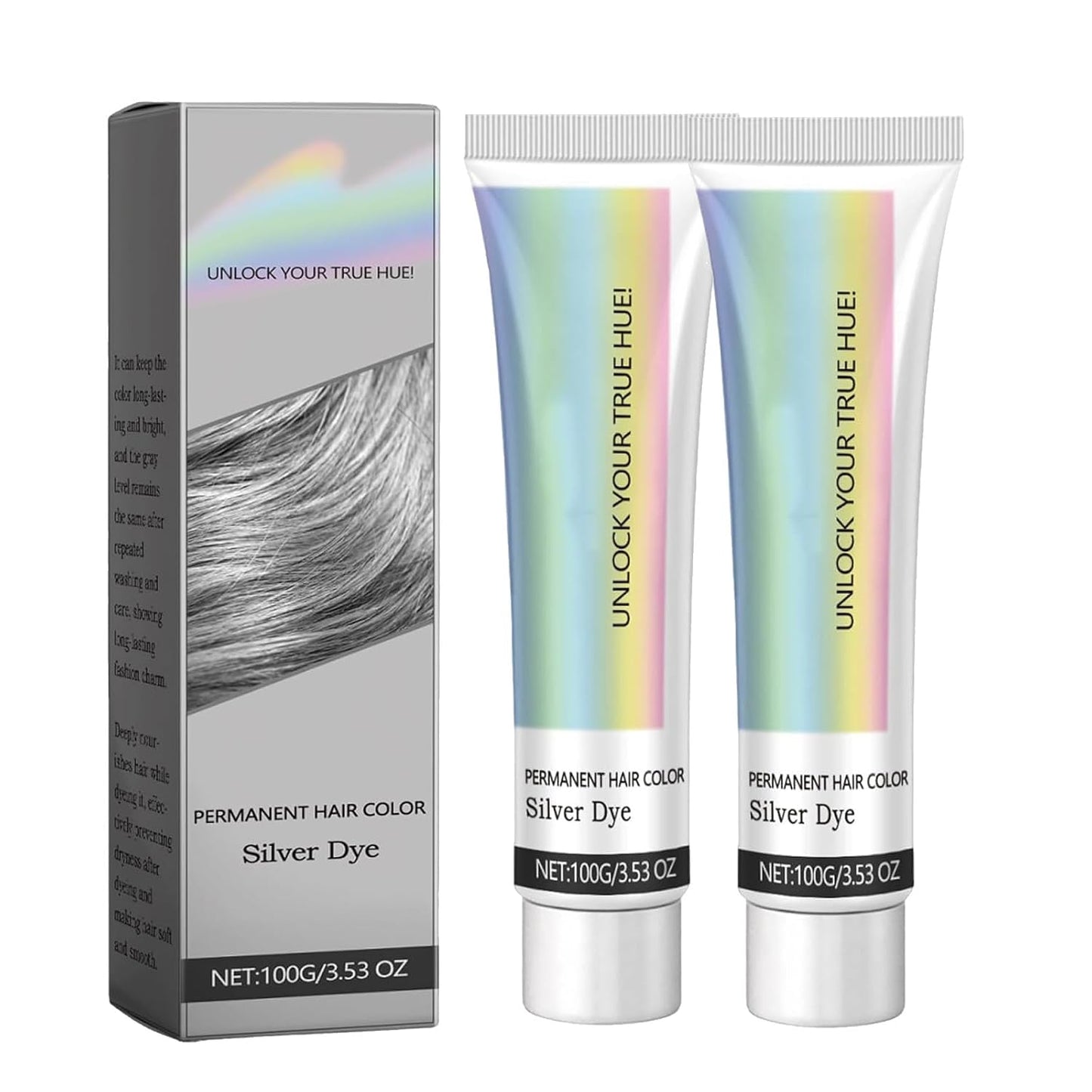Natural Essence Extract 2-in-1 Silver Hair Dye - No Bleaching Silver Grey & Smoke Grey (1pc)