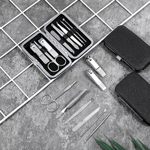 Professional Manicure & Pedicure Set with Travel Case - 8-in-1 Stainless Steel Grooming Kit for Men & Women