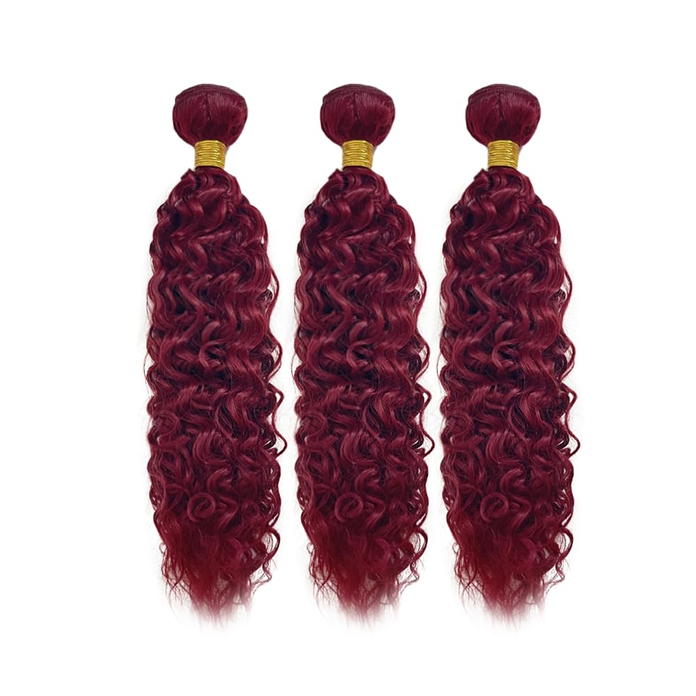 Burgundy Human Hair Bundles Red Water Wave Bundles 24 24 24 inch 99J Human Hair Bundle Burgundy Wet and Wavy Bundle