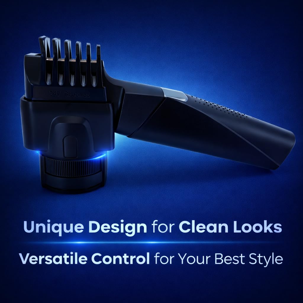 247 Groomed Self Haircut Trimmer For Men– Auto Blending Hair Trimmer, Self Hair Fading Tool, Adjustable Fade Guide (1–20mm), Hair Clippers For Men, Beard, Nose Trimmer, Foil Shaver, Unisex BodyGroomer