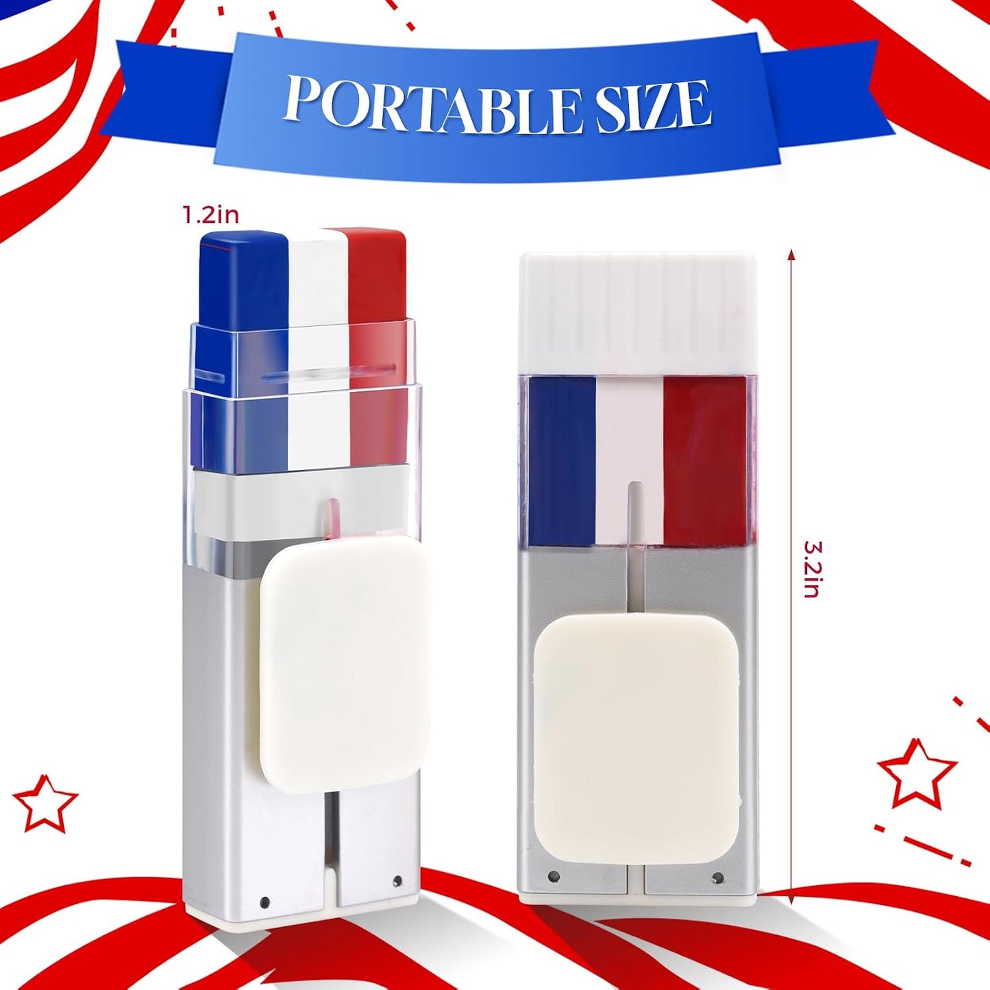 USA Patriotic Face Paint Stick - 2PCS Red, White & Blue Eye Black for 4th of July | Sports Fan Body Paint