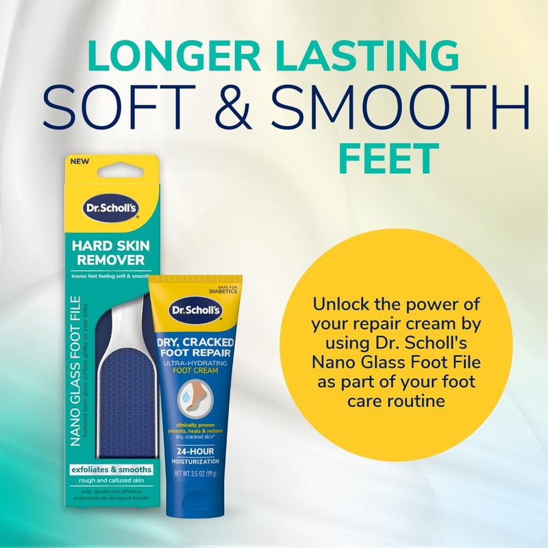 Dr. Scholl's Foot Callus Remover - Durable Nano Glass Foot File for Smooth Skin | Hygienic Pedicure Tool