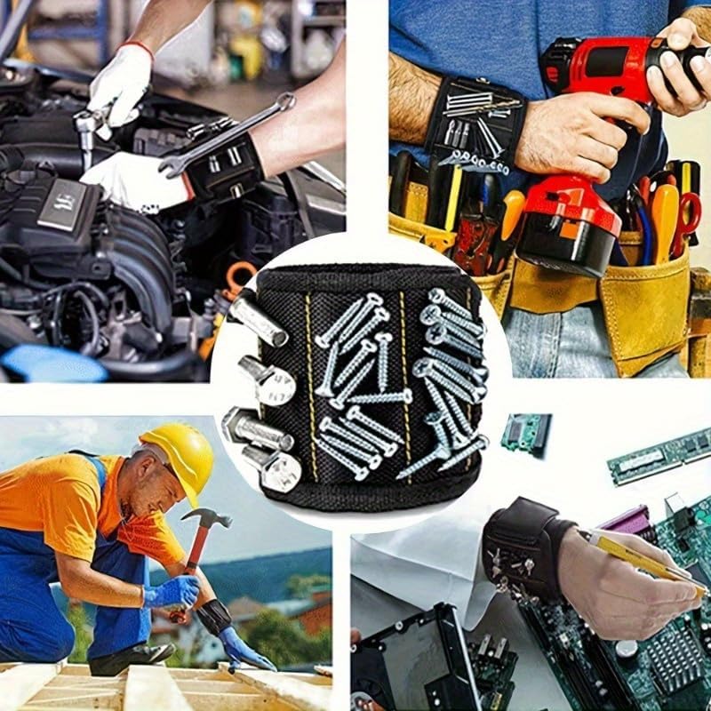 Magnetic Wristband for Tools - Adjustable Tool Holder for Screws, Nails & Drill Bits | Ideal Gift for Handyman, Dad & Grandpa