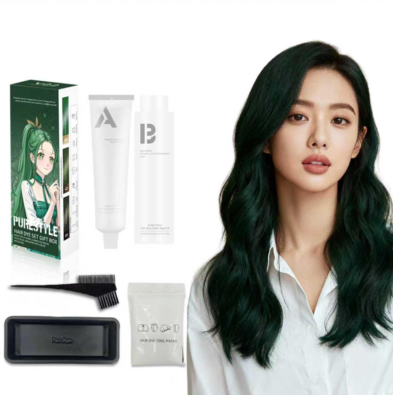 Permanent Light Ash Brown Hair Dye Cream Kit - Ammonia-Free Nourishing Formula | Complete Home Use Set 3.4 fl oz