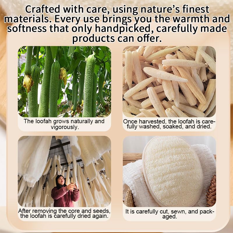 2 Pack Natural Loofah Bath Sponge with Back Scrubber