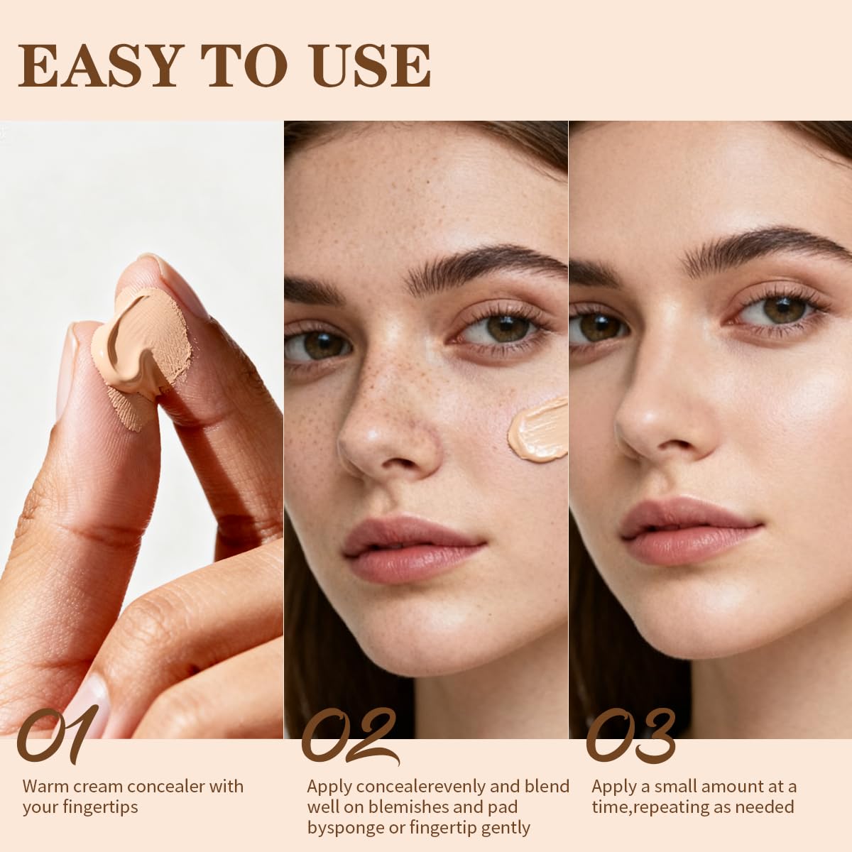 Full Coverage Under Eye Concealer - Waterproof Makeup for Dark Circles & Blemishes | Deep Skin Tone, 0.21 Oz