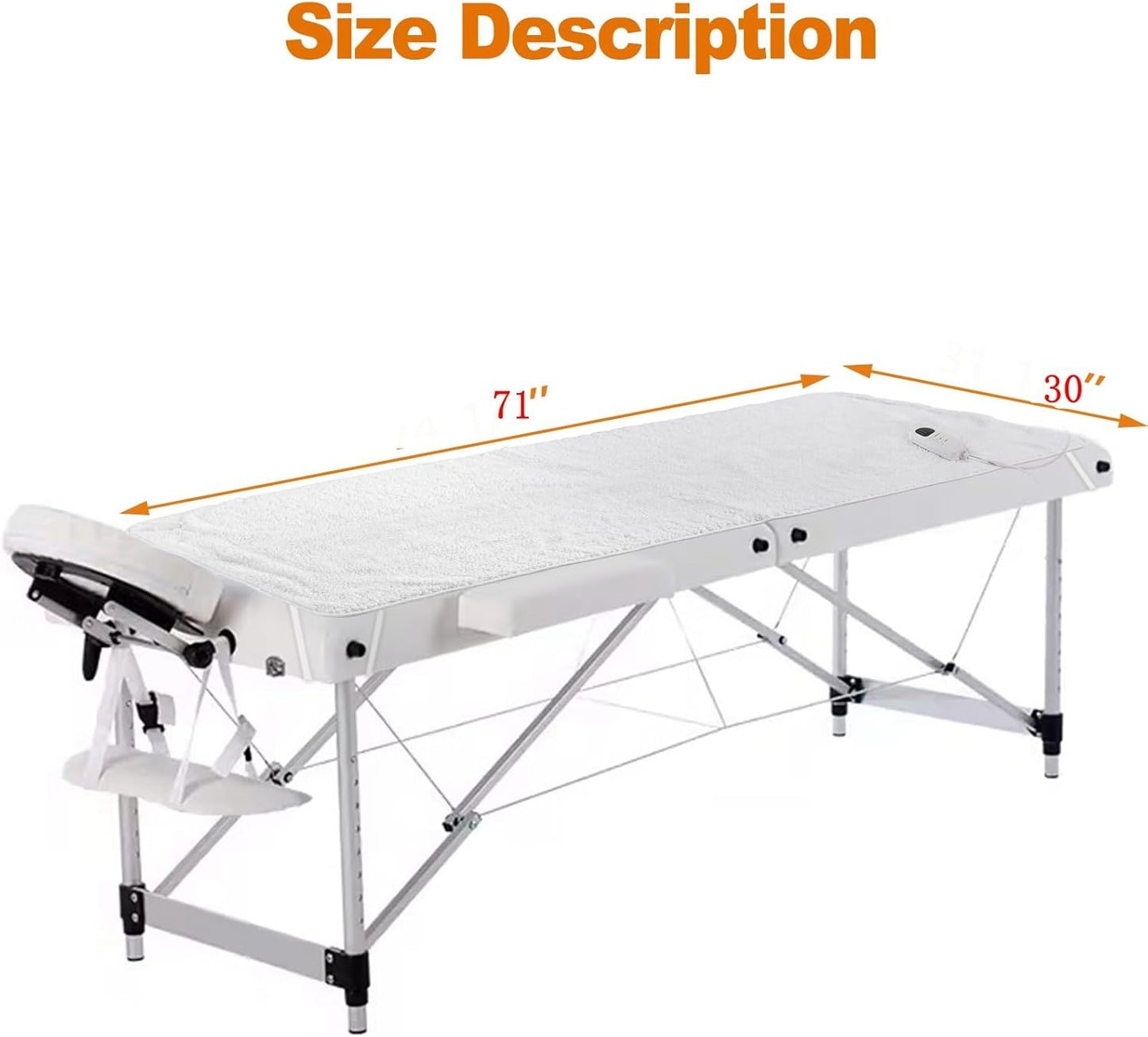 Heated Massage Table Warmer - 9 Heat Settings with Digital Control | 71" x 30", Overheat Protection, White