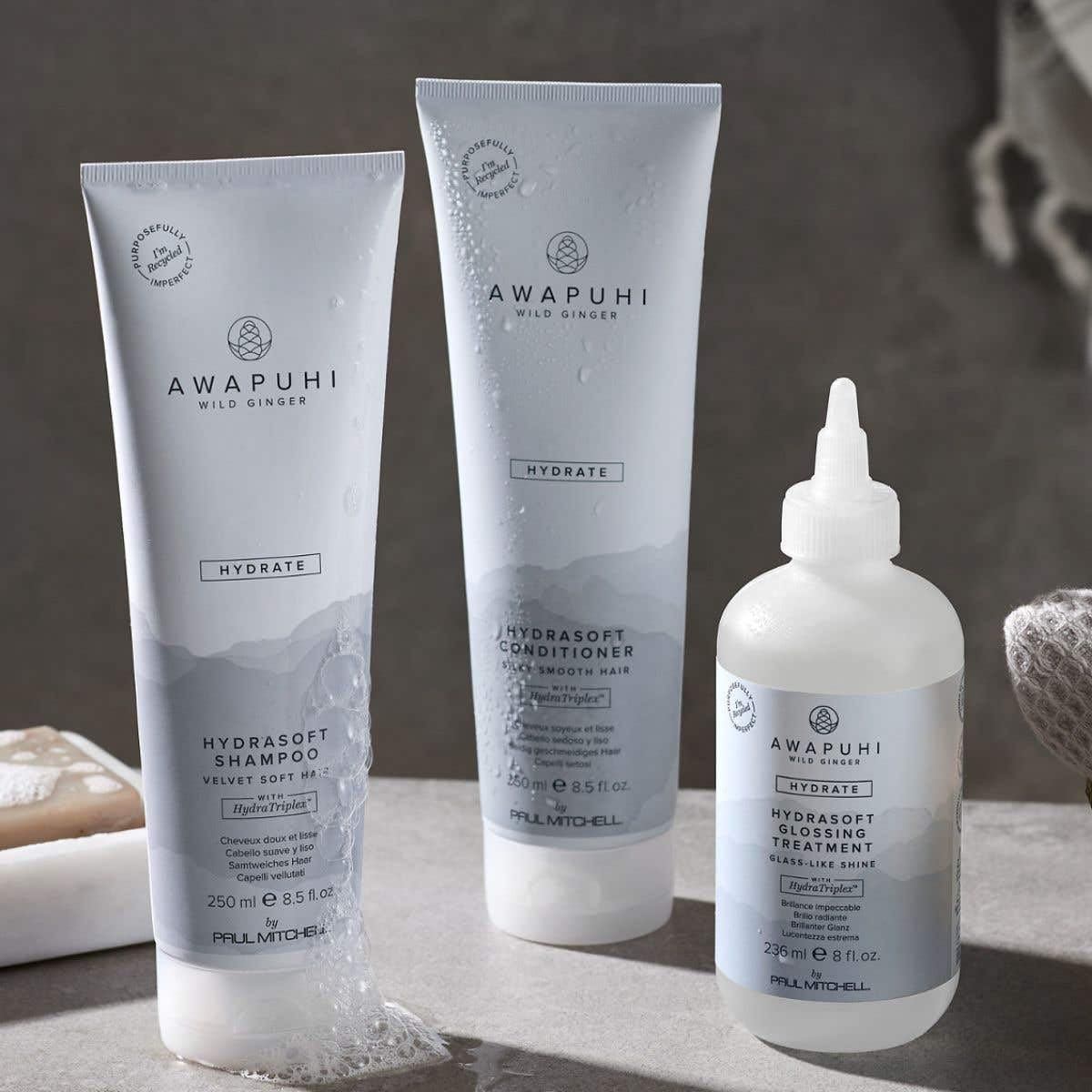 Awapuhi Wild Ginger by Paul Mitchell HydraSoft Glossing Treatment, For Glass-Like Shine, Ideal For All Hair Types, Especially Dry + Frizzy Hair, 8 fl. oz