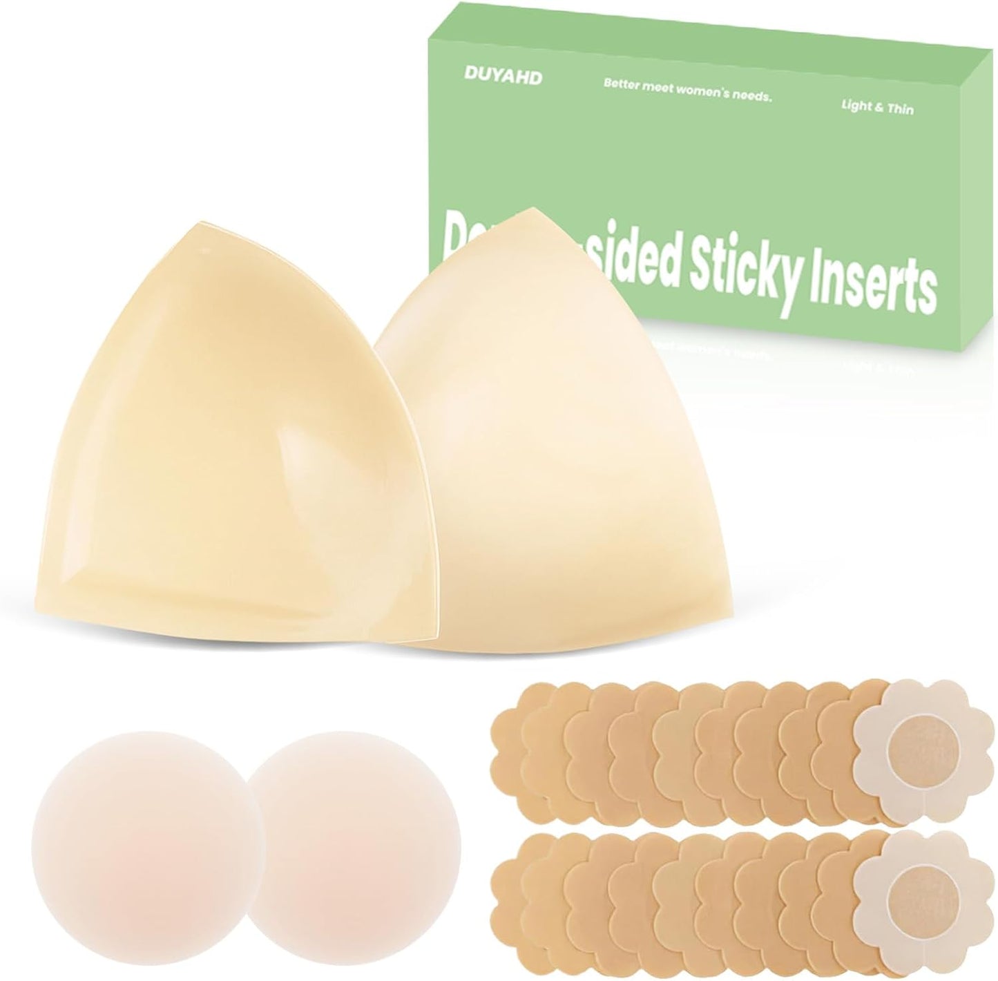 Double-Sided Sticky Bra - Ultra Invisible Lift for D+ Cups | Adhesive Push-Up Pads for Swimwear