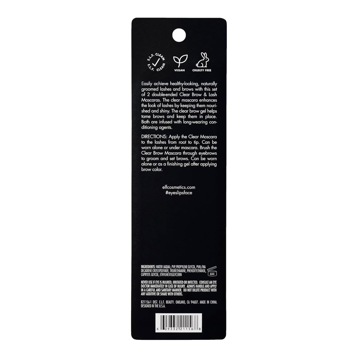 e.l.f. Clear Lash & Brow Mascara Gel - Dual-Sided Flexible Hold for Natural Brows & Defined Lashes | Long-Lasting Formula