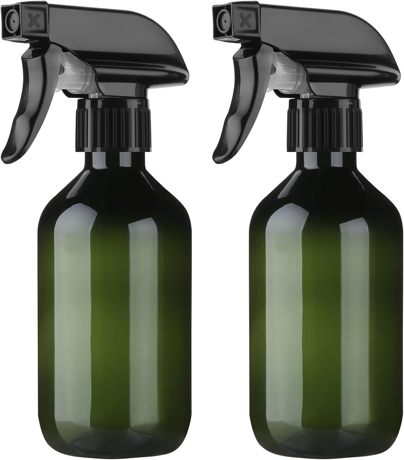 Leakproof Spray Bottles - 2-Pack 300ml/10oz with Adjustable Nozzle for Fine Mist & Jet Stream | Refillable Plastic for Hair, Plants, Cleaning (Clear)