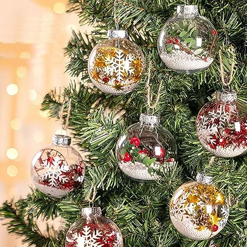 10 Pack Clear Plastic Refillable Christmas Ornaments - 3.15 Inch DIY Decoration Balls