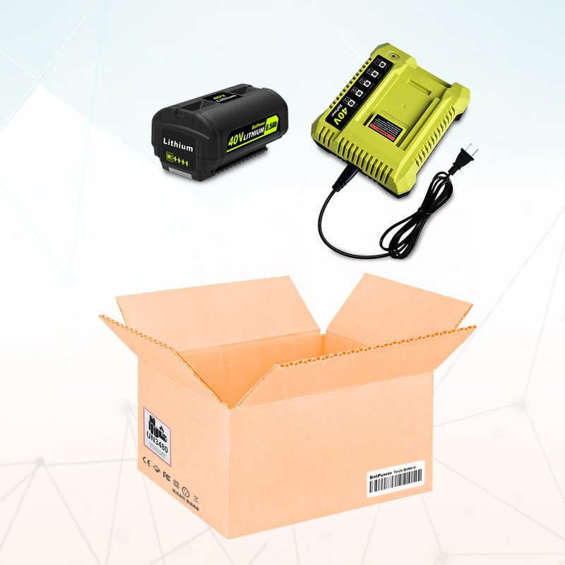 BatPower 6.5Ah 40V Battery & Charger Combo Compatible with Ryobi 40 Volt Lithium Cordless Outdoor Tools, High Output Replacement Battery Pack and Charger Set for 40V Mowers and Blowers (2-Piece Set)