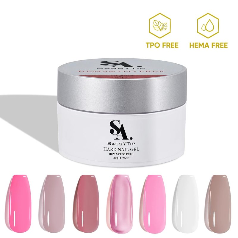 HEMA TPO Free Builder Hard Gel - Allergy-Friendly Nail Gel for DIY & Professional Use | 30g, 7 Colors (Berry Red)