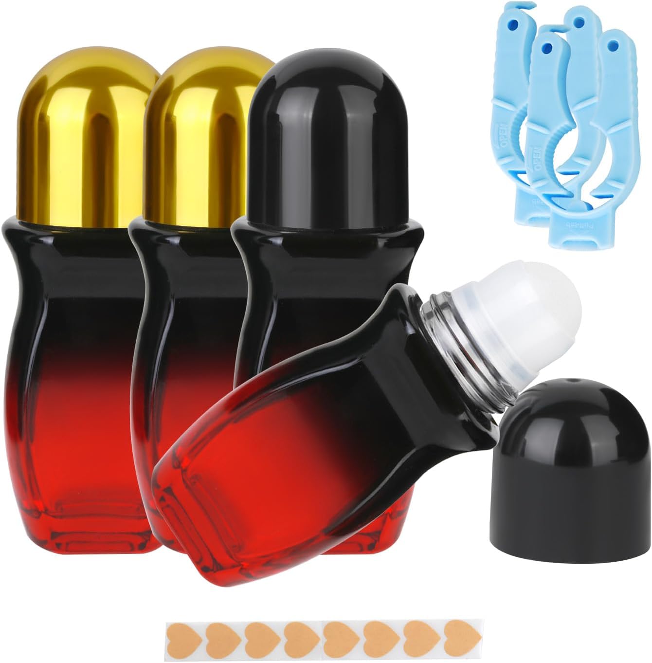 Essential Oil Roll-On Bottles - 4-Piece Amber Glass Set | Reusable Deodorant Containers for Perfumes & Aromatherapy