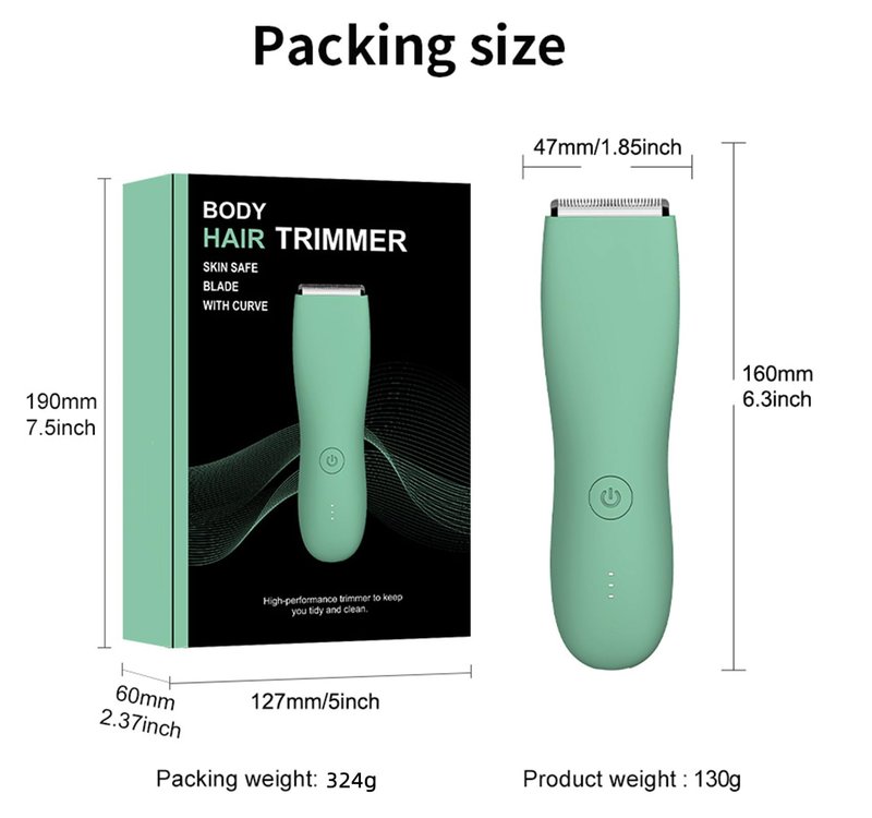 Pubic Hair Trimmer for Men and Women,Electric Shaver for Chest,Legs & Bikini,Waterproof Wet/Dry Shaver,USB Recharge Dock(Green)
