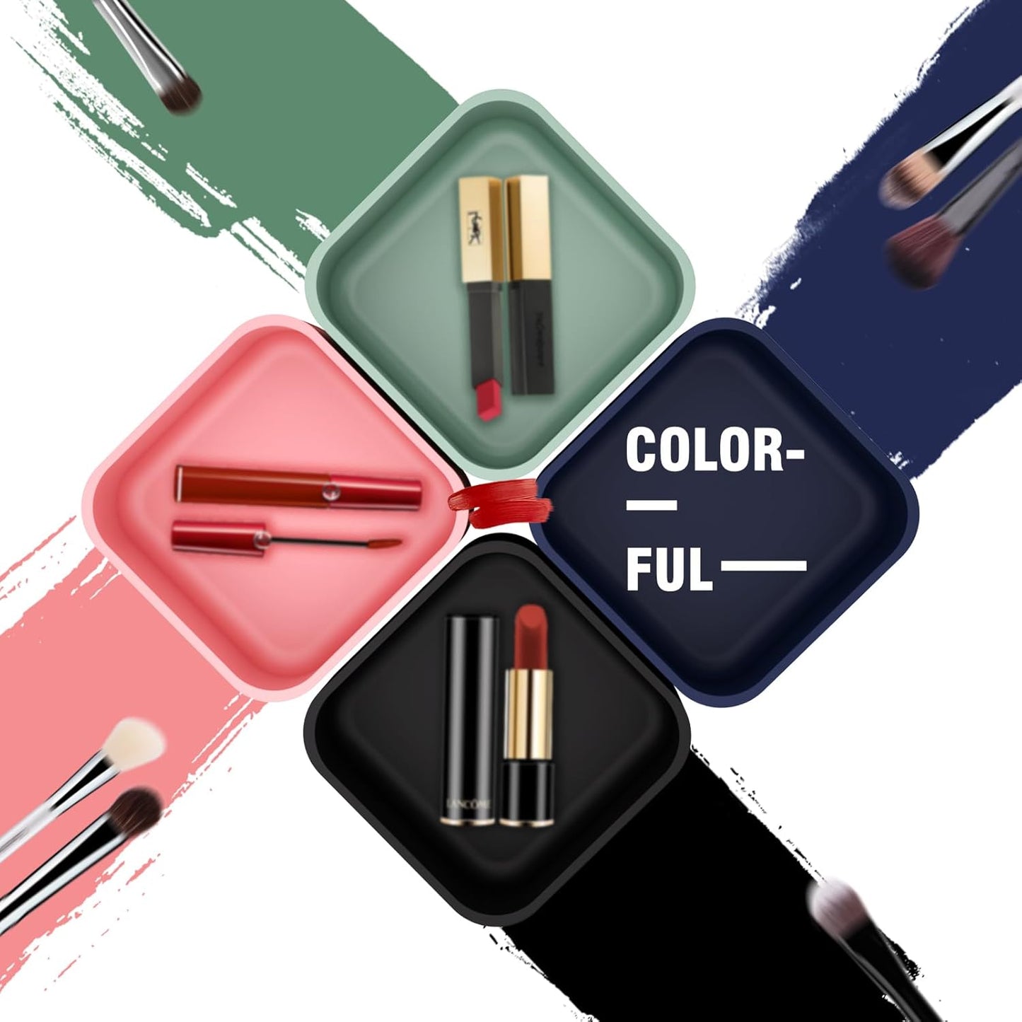 11-Piece Stackable Drawer Organizer Set - Multi-Size Storage Bins for Makeup, Stationery & Utensils | Versatile Vanity & Office Use