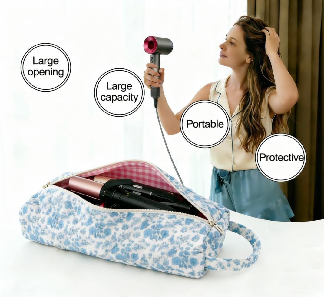 VBWEOI Hair Tools Organizer Bag, Portable Hair Tools Travel Bag for Curling Irons, Flat Irons, Hair Dryers and Styling Tools, Haircare Accessories Travel Essentials