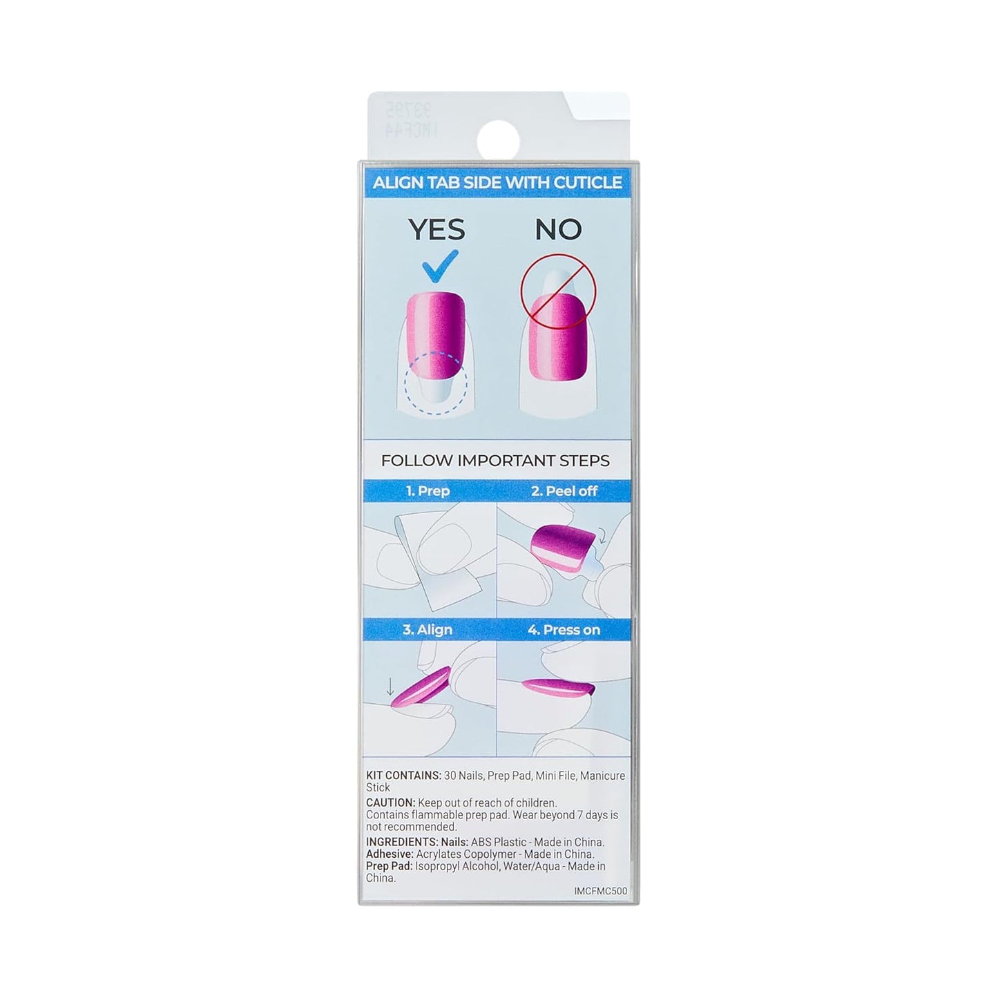 Kiss Impress No Glue Mani Press-On Nails - ColorFX 'Best Wishes' | Black Oval Medium Size, 30 Nails & Accessories
