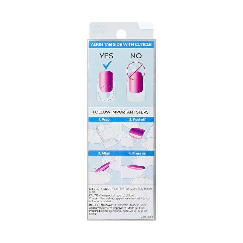Kiss Impress No Glue Mani Press-On Nails - ColorFX 'Best Wishes' | Black Oval Medium Size, 30 Nails & Accessories