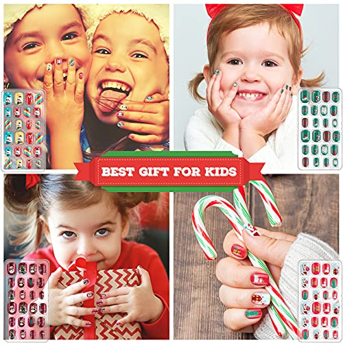Maitys 240 Pcs Kids Press-On Nails - Pre-Glued Short Artificial Nail Kit