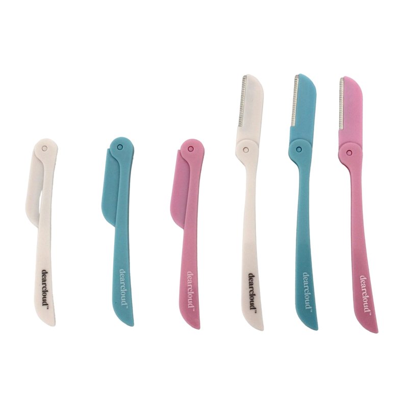 dearcloud Pastel Clouds Folding Dermaplane Razors – Set of 6 – Flawless Facial Hair Remover, Dermaplane Razor for Women Face & Exfoliation Tool (Pastel Clouds Folding)