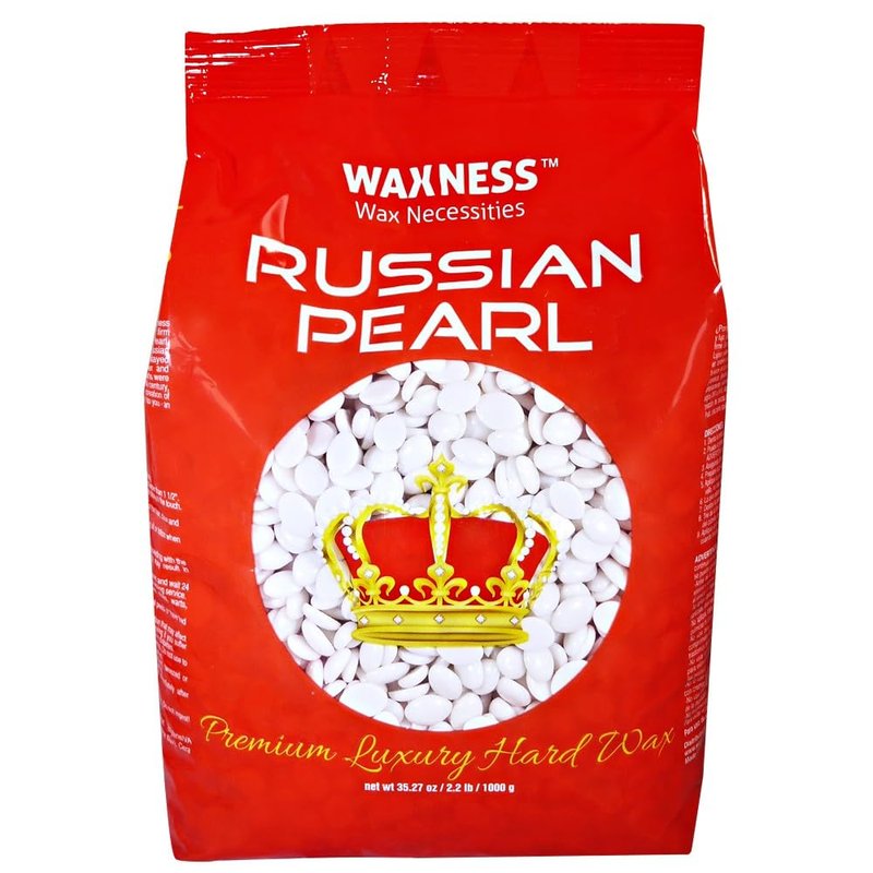 Waxness Russian Pearl Hard Wax Beads 2.2 lb (1 kg) – Rosin-Free Stripless Hard Wax with Creamy Texture and Skin Visibility, Professional Use – Made in Italy