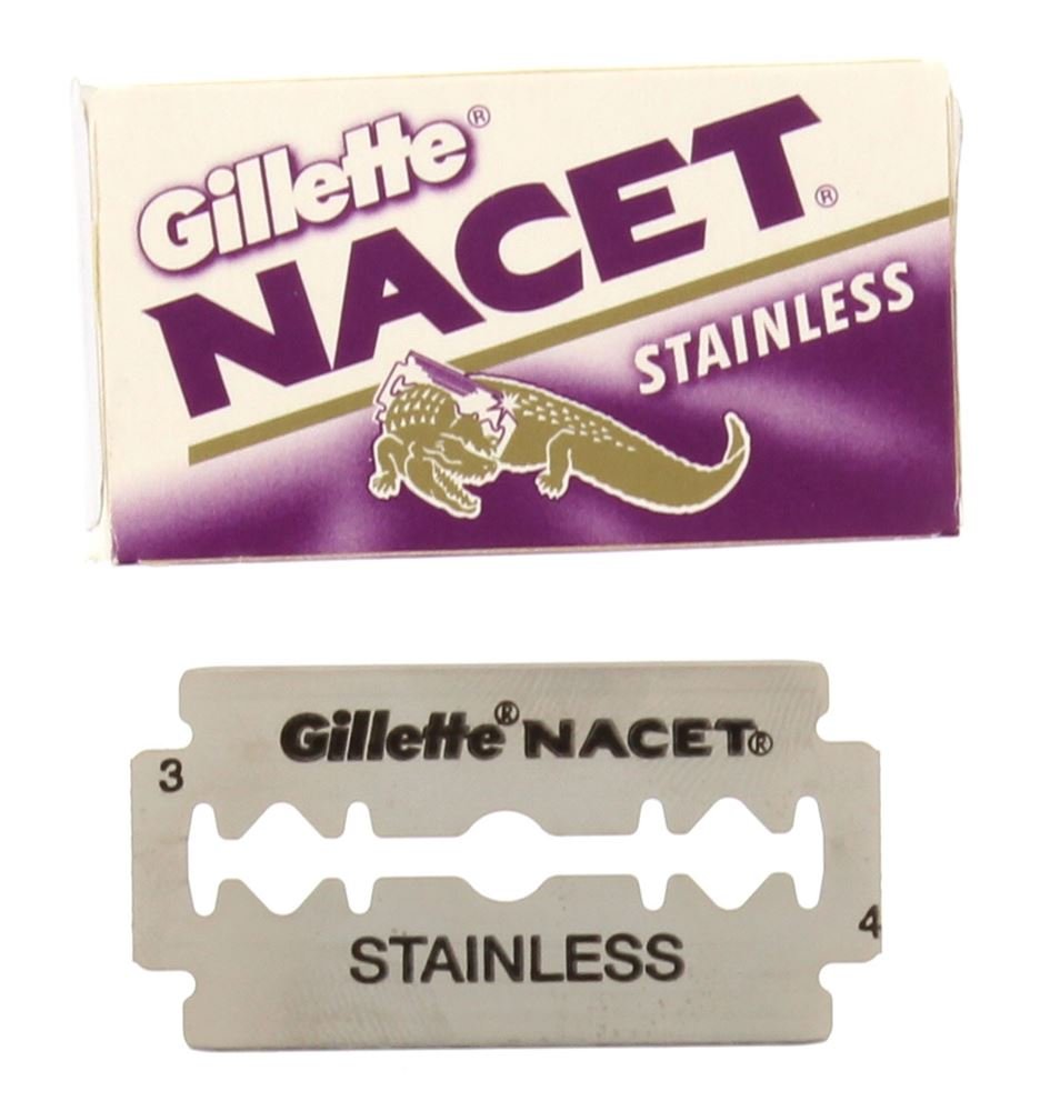 25 NACET STAINLESS Double Edge Razor Blades by 7 O'clock - Made in Russia