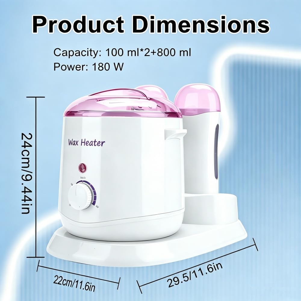 Wax Heater 3-in-1 800ml Adjustable Hair Removal Temperature Wax Melting Machine Professional Wax Warmer for Female and Male Leg and Body Hair Removal