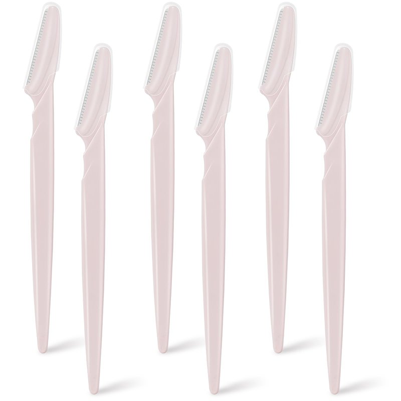 JHZMCRX 6 Pcs Eyebrow Razor Face Razors Multipurpose Facial Razors for Women Men Eyebrow Trimmers Shaver with Protective Cover Dermaplaning Facial Hair Removal Tools Light Pink