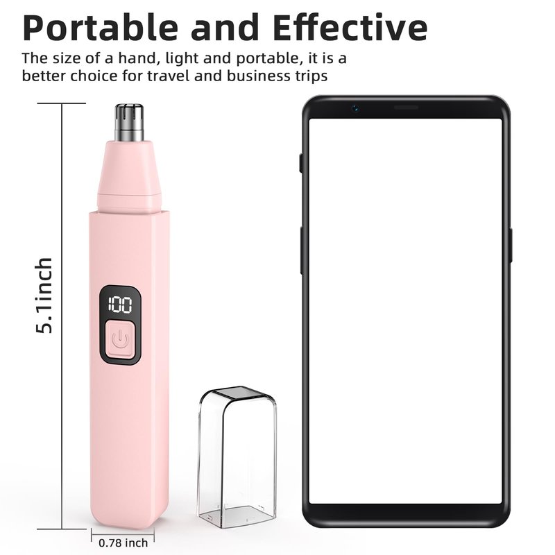 VOTEYO Nose Hair Trimmer Rechargeable Cordless Painless Ear Eyebrow Trimming Tool Dual Edge Blades Razor Easy Cleansing with LED Light for Man Woman (Rose)