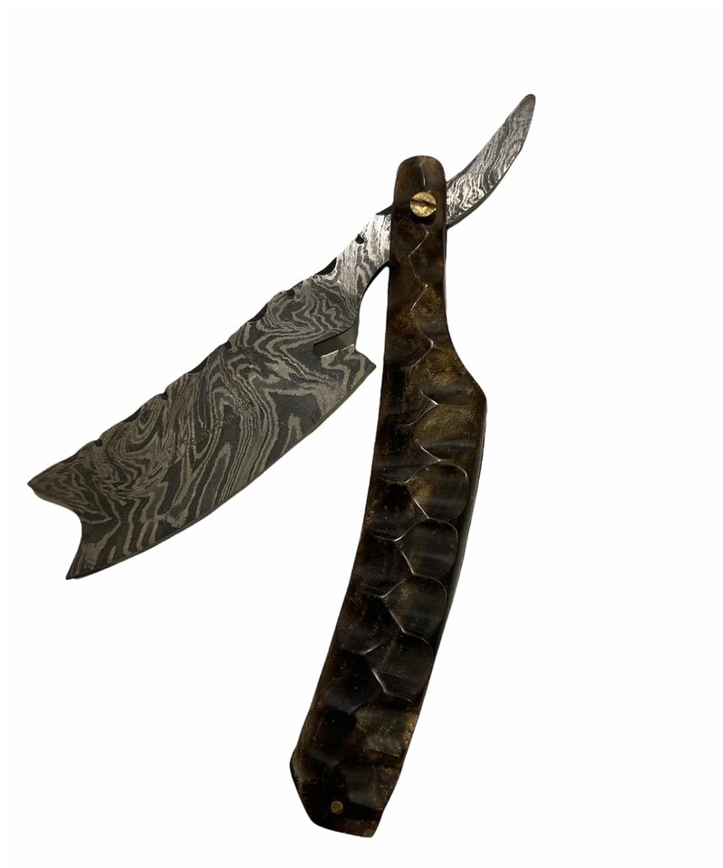 Hand Made Damascus Steel Straight Razor shaving razor folding knife Ready Classic Barber Blade Edge, Men Straight Razor, Be Close Shave, Best Great Gift (Brown)