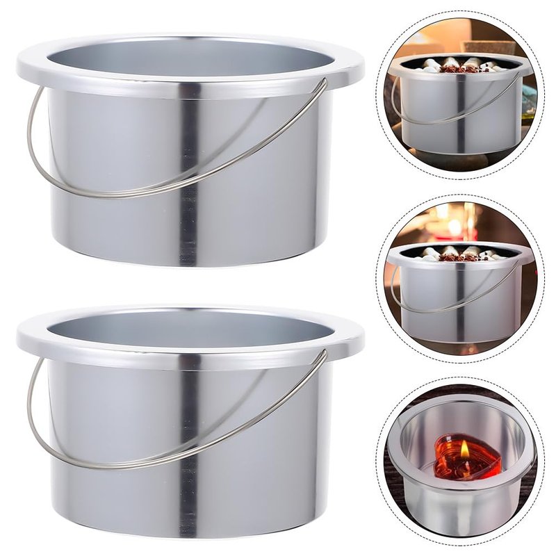 ARTIBETTER 2pcs Aluminum Wax Pot Candle Making Pot Hair Removal Wax Melting Container