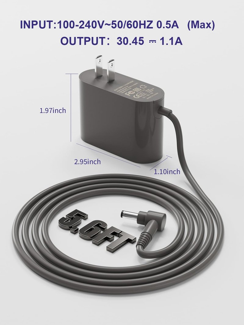 30.45V Vacuum Charger Compatible with Dyson V10 V11 V15 V12 SV12 SV14 SV16 SV20 SV22 Cordless Vacuum Cleaner, Absolute Animal Motorhead 969350-02 01 03 04 05 217160-02 01 03 969042-01 Power Adapter