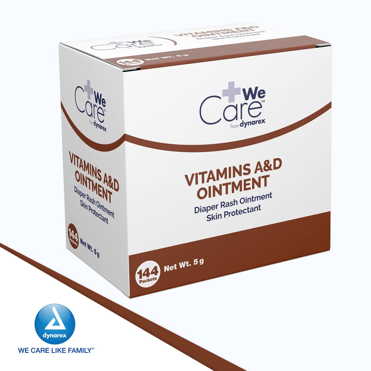 Dynarex Vitamins A & D Ointment, Ointment with Vitamin A and Vitamin D Skin Protectant, for Diaper Rash and Discomfort, White, 1 Box of 144 - 5g Packets