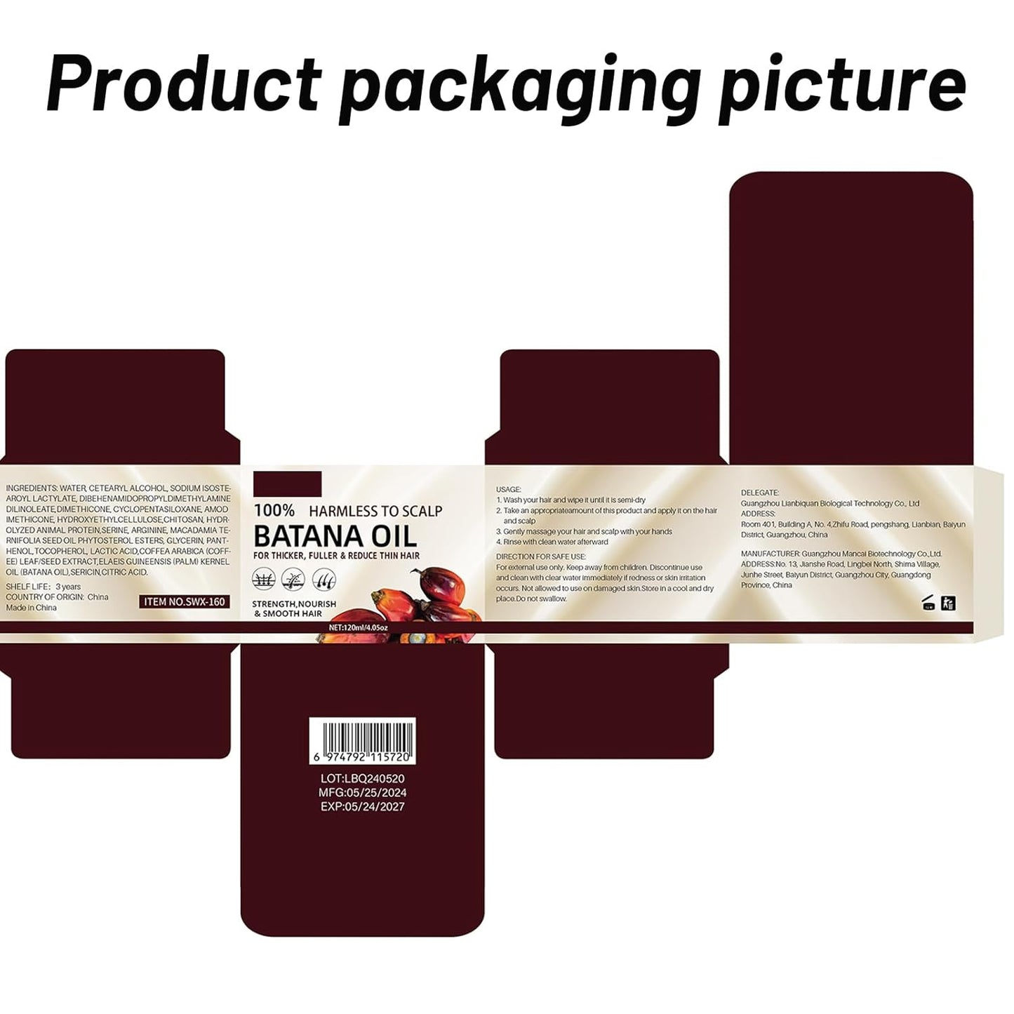 Batana Oil for Hair Growth - 100% Pure Organic Hair Mask | Repairs Damaged Hair, 120g
