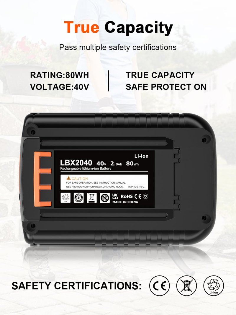 IEFUU 40 Volt MAX 2.0Ah Battery Compatible with Black and Decker 40V Lithium Battery Max LBX2040 LBXR2036 LBXR36 LBX1540 LST540 LST136W, Compatible with Black & Decker 40V Power+ Tool Batteries